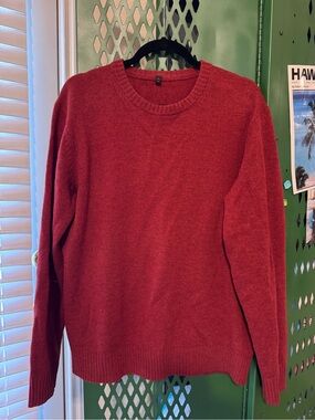 100% Wool Crewneck Sweater in Deep Red